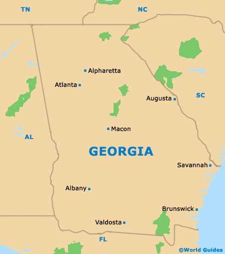 Map of atlanta (ga), united states. Georgia State Tourism and Tourist Information: Information ...