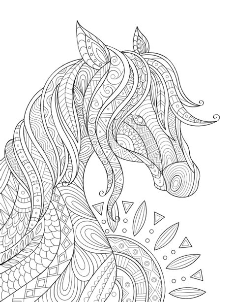 Printable Intricate Horse Adult Coloring Page