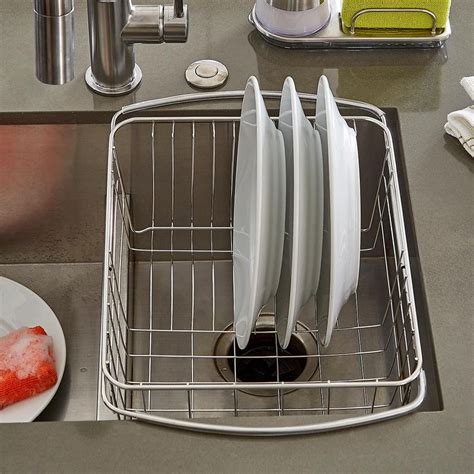 Kitchen sink cutlery drainer chopsticks spoon silverware tidy dish drying rack. Stainless Steel In-Sink Dish Drainer | Sink dish drainer