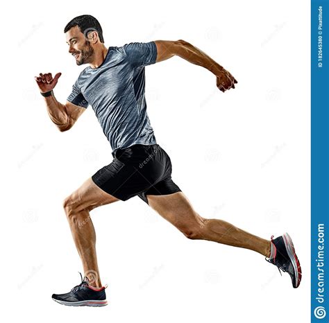 Man Runner Jogger Running Jogging Isolated Shadows Stock Photo Image