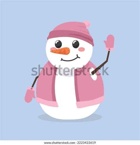 Cute Snowman Waving Hand On Light Stock Vector Royalty Free