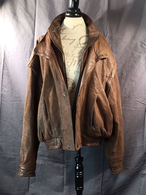 Vintage Men S Leather Jacket Mens Large Brown Jacket Genuine Leather Coat Adventure Bound