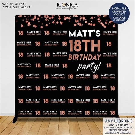 Birthday Party Decor 18th Birthday Photo Booth Backdrop Black And Faux