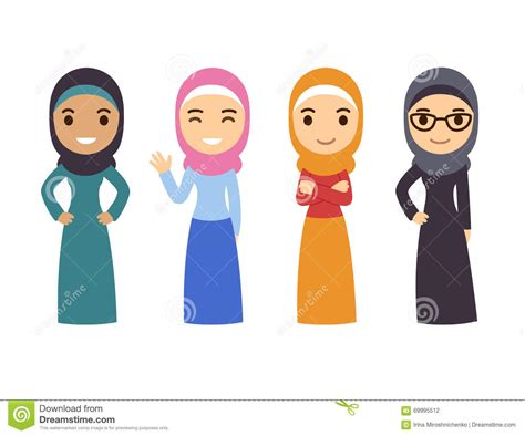 Arab Muslim Women Set Stock Vector Illustration Of Hijab 69995512