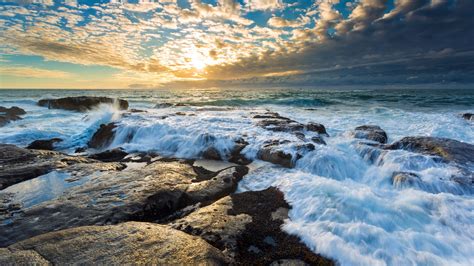 Wallpaper Clouds 4k Hd Wallpaper Beach Sunrise Ocean Sea Water