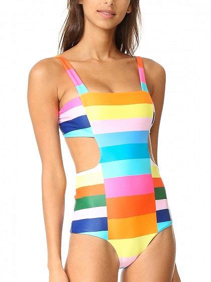Polychrome Rainbow Open Back Padded One Piece Swimsuit Colorful