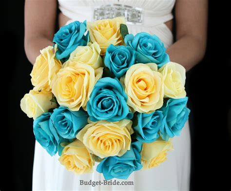 Turquoise And Yellow Brides Bouquet Why Diy Wedding Flowers When These