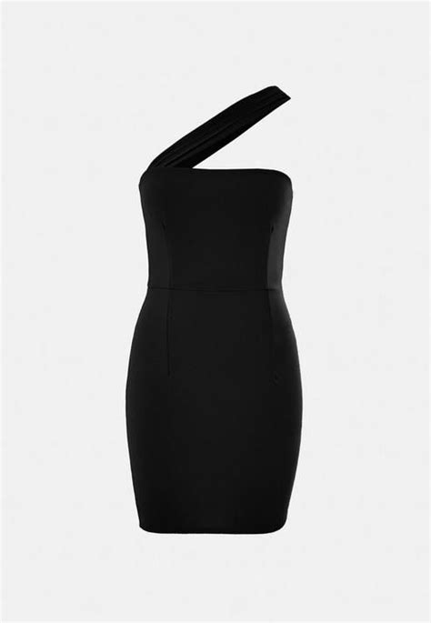 Black Scuba Crepe Asymmetric Mini Dress Mini Black Dress Women Dress