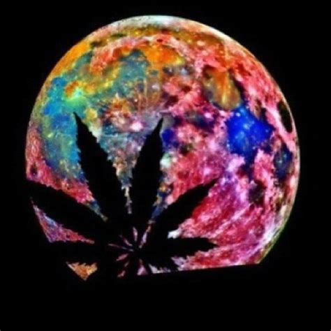 Pot Leaf Silhouette On Trippy Moon Dope Shit