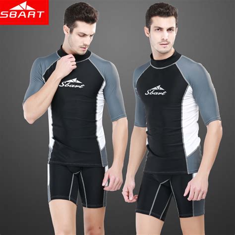 Sbart Rashguard Swim Shirts Men Short Sleeve Lycra Top Sunscreen Male