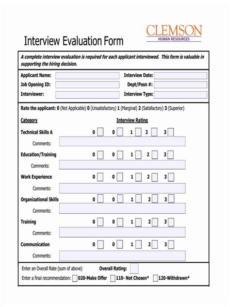 Free 17 Interview Feedback Forms In Pdf