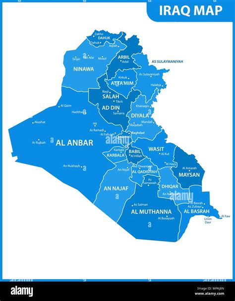 Plantilla Del Vector Del Infographics Del Mapa De Iraq Con Regiones Y