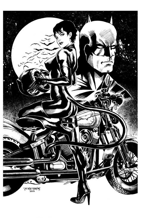 Batman And Catwoman Riding On A Motorcycle In The Dark Knight Comic