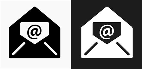 Electronic Mail Icon On Black And White Vector Backgrounds Stock
