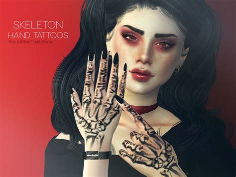 Pralinesims Skeleton Hand Tattoos Sims 4 Tattoos Skeleton Hand