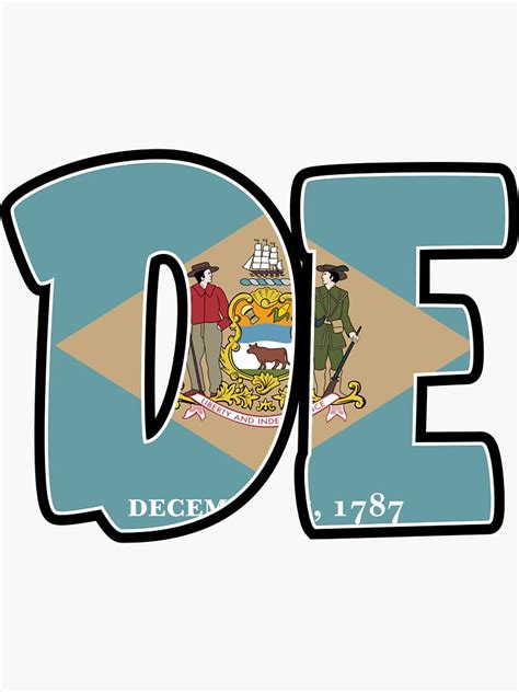 Delaware State Flag 2 Letter Abbreviation Sticker Sticker For Sale By