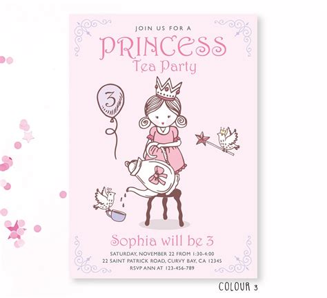 Princess Tea Party Birthday Invitation Girls Birthday Invite Etsy