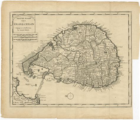 Antique Map Of Ceylon By Tirion 1731