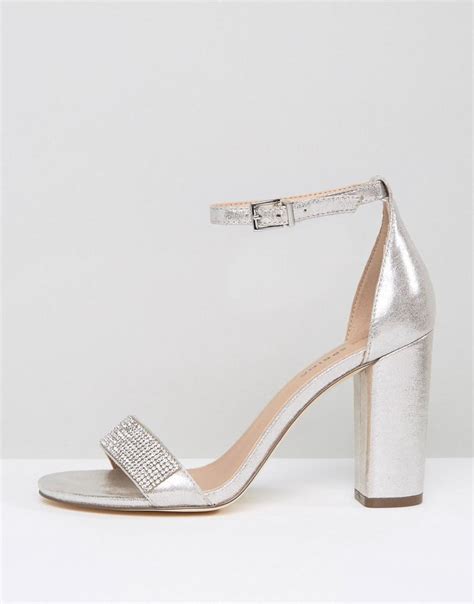 Lyst Call It Spring Mirelivia Silver Block Heel Sandals In Metallic