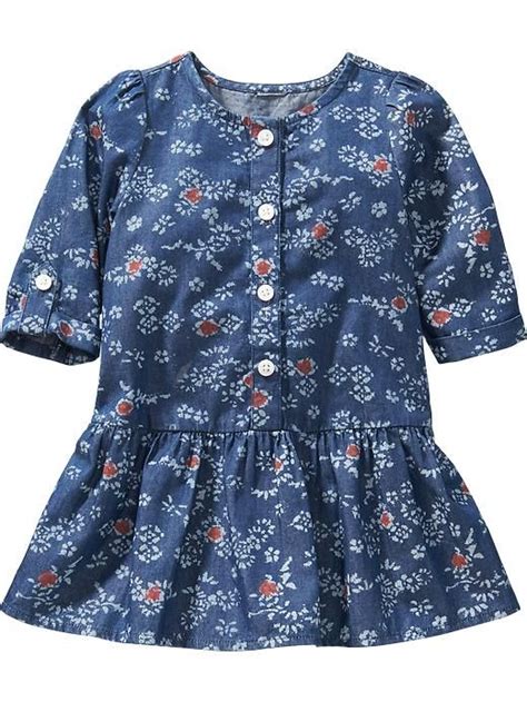 Old Navy Comfortable Baby Clothes Floral Denim Baby Dress