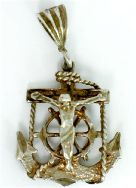 Pendant Featuring Jesus On A Cross In A Marine Motif With Anchor And