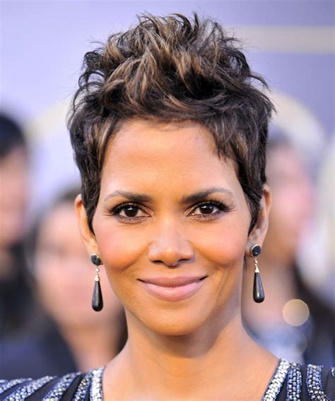 Take a cue from halle berry and chop off your hair pixie! Halle Berry Short Straight Alternative Hairstyle - Dark ...
