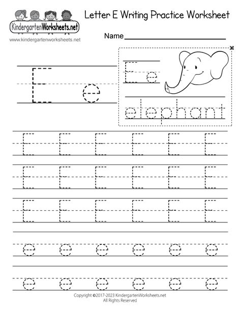 Letter E Writing Practice Worksheet Free Printable Digital And Pdf