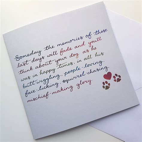 Dog Sympathy Card Handmade Quotation Card Pet Bereavement Support