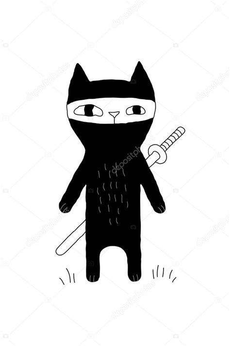 Ninja Cat Vector Illustration — Stock Vector ©