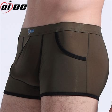 Aibc Men Sexy Underwear Gay Ultra Thin Ice Silk Boxers Short Big