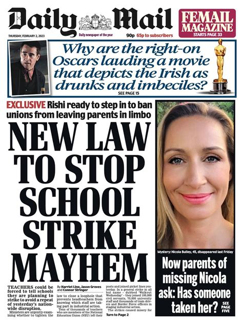 Daily Mail Front Page 2nd Of February 2023 Tomorrows Papers Today