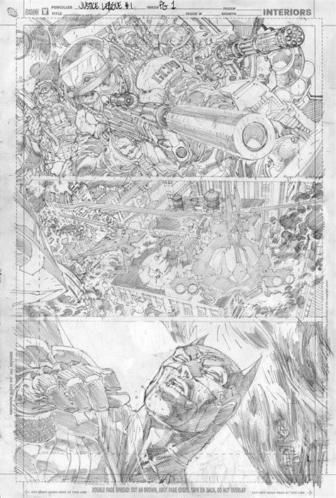 Justice League Page 1 Pencils By Jim Lee Jim Lee Art Comic Art