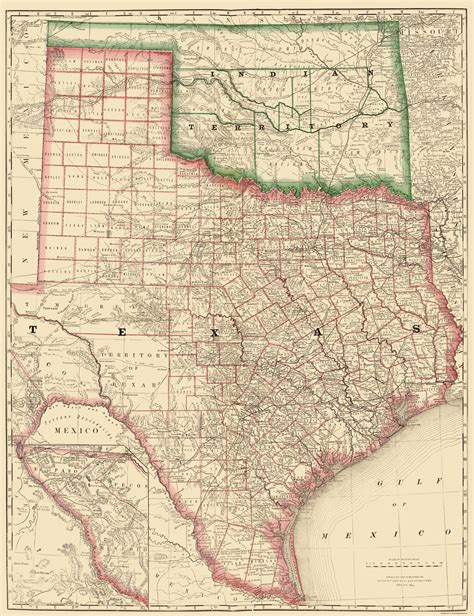 Texas And Indian Territory Rand Mcnally 1879 23 X 2994 Walmart