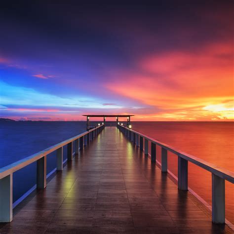 Wooden Pier Wallpaper 4k Bridge Sunset Horizon Resort