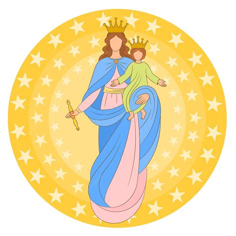 Nuestra Señora Auxiliadora Virgen María Con El Niño Jesús Vector Premium