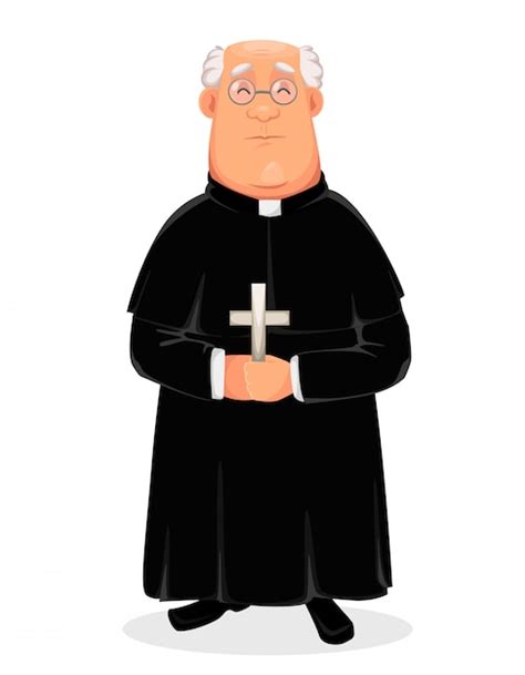 Priest Cartoon Character Holy Father Premium Vector