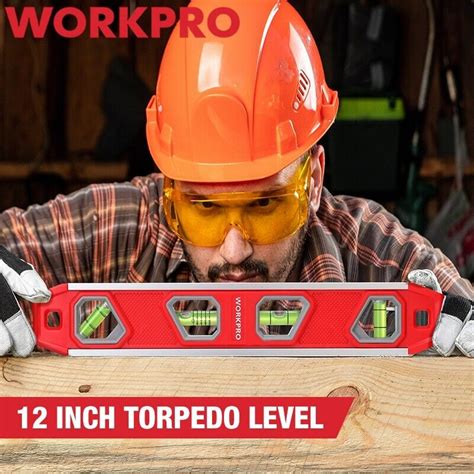 Workpro 12 Inch Torpedo Level Aluminum Magnetic Plumbing Level 4 Bubble