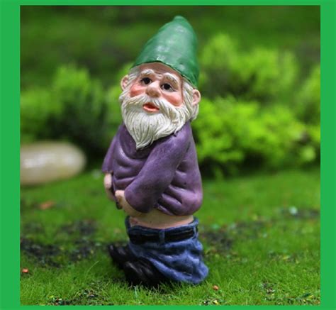 Peeing Miniature Garden Gnome Made Of Resin Etsy