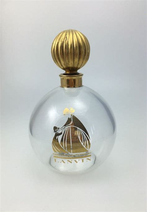 Vintage Rare Large Heavy Lanvin Clear Round Gilded Perfume Etsy