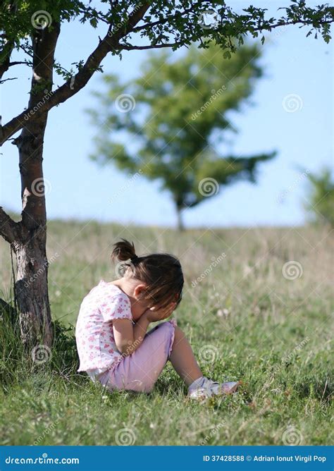 Sad Little Girl Crying In Nature Royalty Free Stock Photos Image