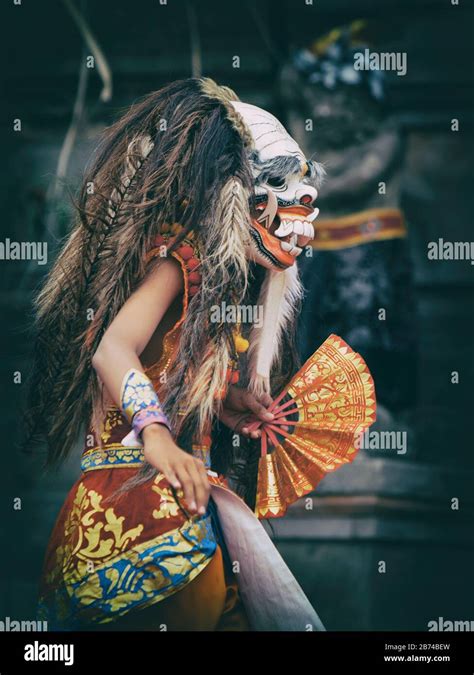 Dancer In Demon Rangda Traditional Mask Evil Spirit Of Bali Isalnd