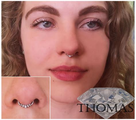 Septum Piercing With Beautiful Cz Clicker By Thomas Septum