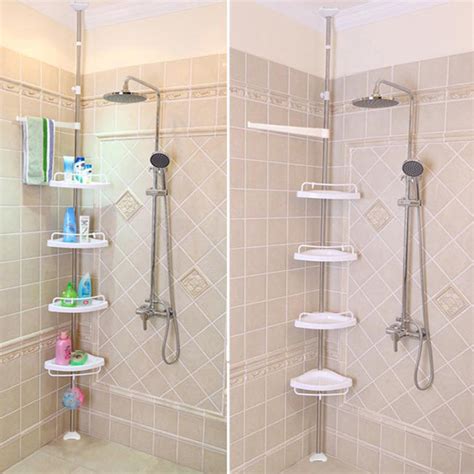 Versatility is the name of the game with this corner bookcase, which could also work as a storage unit in bathrooms and kitchens for toiletries, groceries and spices, among other things. Corner Shower Shelves Unit: Perfect for Small Bathroom ...