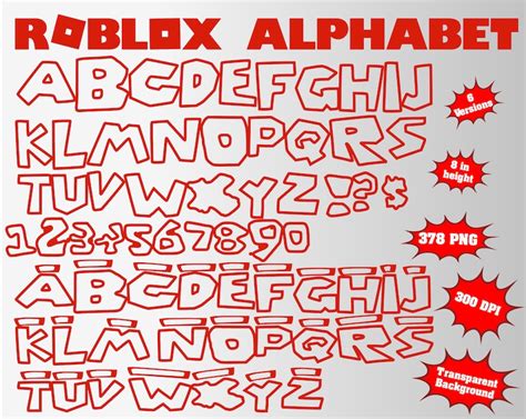 Roblox Alphabet Numbers And Symbols 375 PNG 300 Dpi Etsy