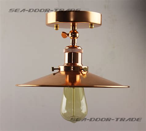 Install the correct size light bulb in the. Industrial RETRO VINTAGE COPPER METAL SHADE FLUSH MOUNT ...