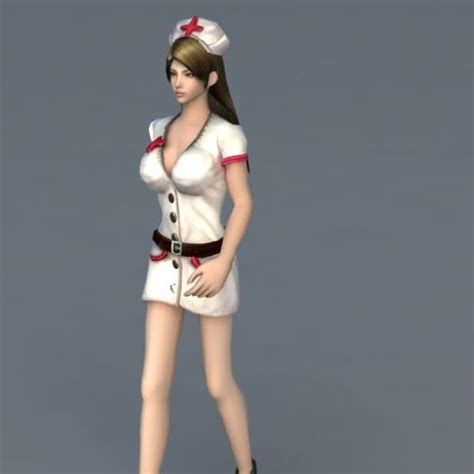 female nurse game character 3d model max 123free3dmodels