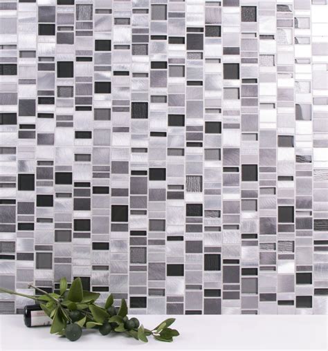 Ws Tiles Twilight Gray 12 In X 12 In Square Glass And Aluminum Mosaic Wall Tile 10 Sq Ft
