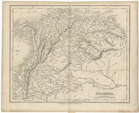 Antique Map Of Colombia By Dower C1840