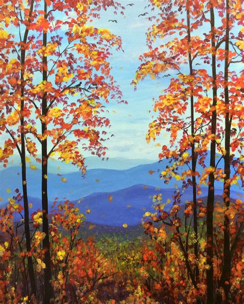 Scenic Mountain View Canvas Painting Landscape Autumn Painting Fall