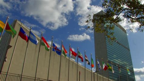 United Nations Headquarters New York City Ny Usa Mar 30 Un Flags